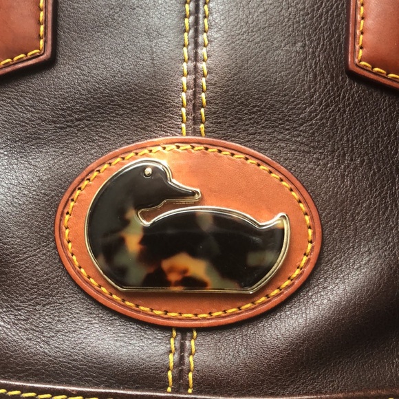 DOONEY & BOURKE rare tortoiseshell logo handbag brown leather - Picture 2 of 12